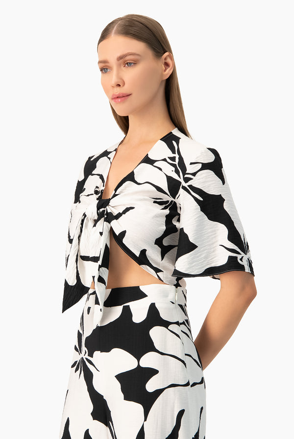 Blusa estampada de amarre