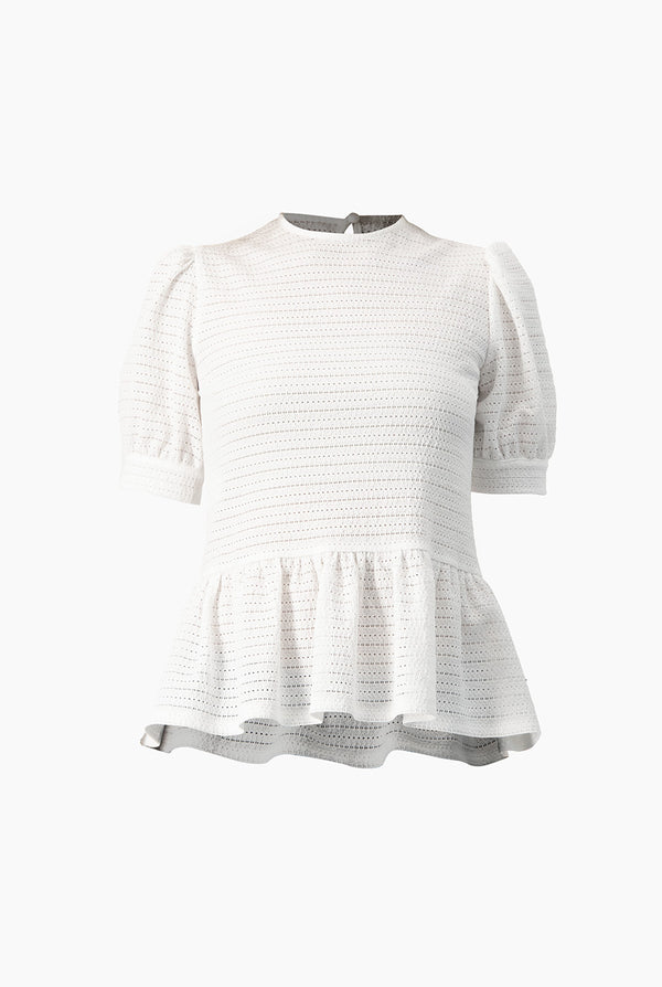Blusa peplum blanca manga corta