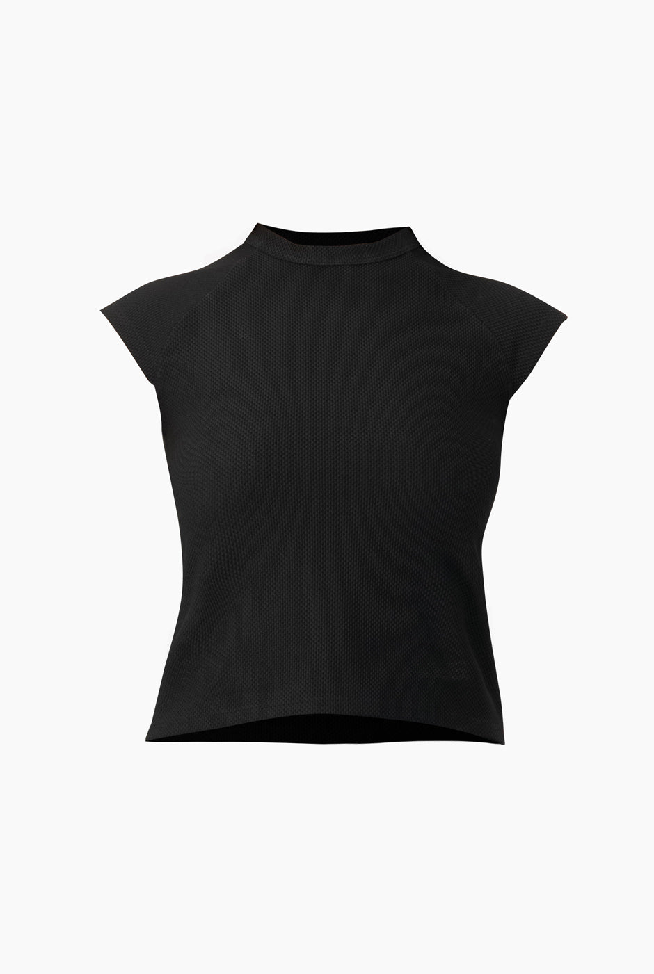 Blusa negra con cuello alto y manga ranglan elegante