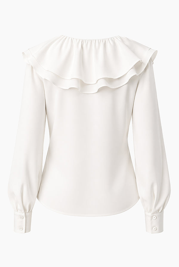 Blusa escote en V con volante
