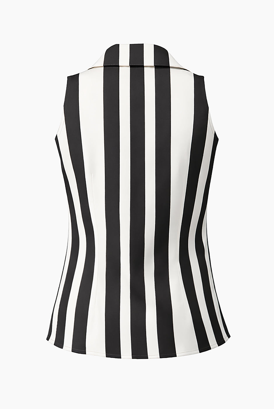 Blusa sin mangas a rayas negras y blancas con botones