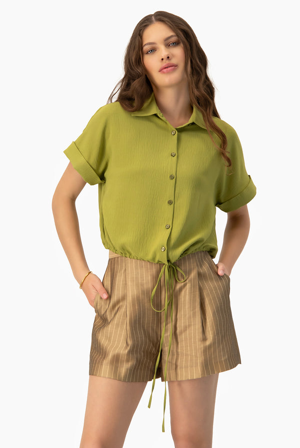 Blusa camisera de amarre