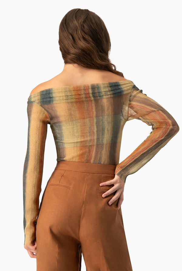 Blusa escote bardot de manga larga