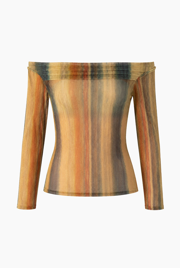 Blusa escote bardot de manga larga