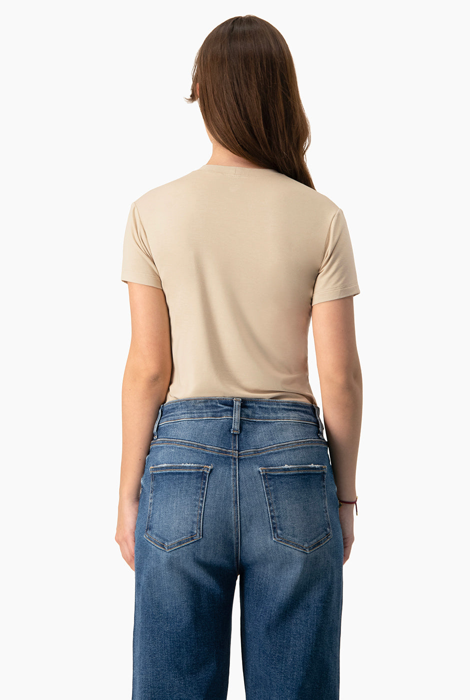 Playera básica beige manga corta