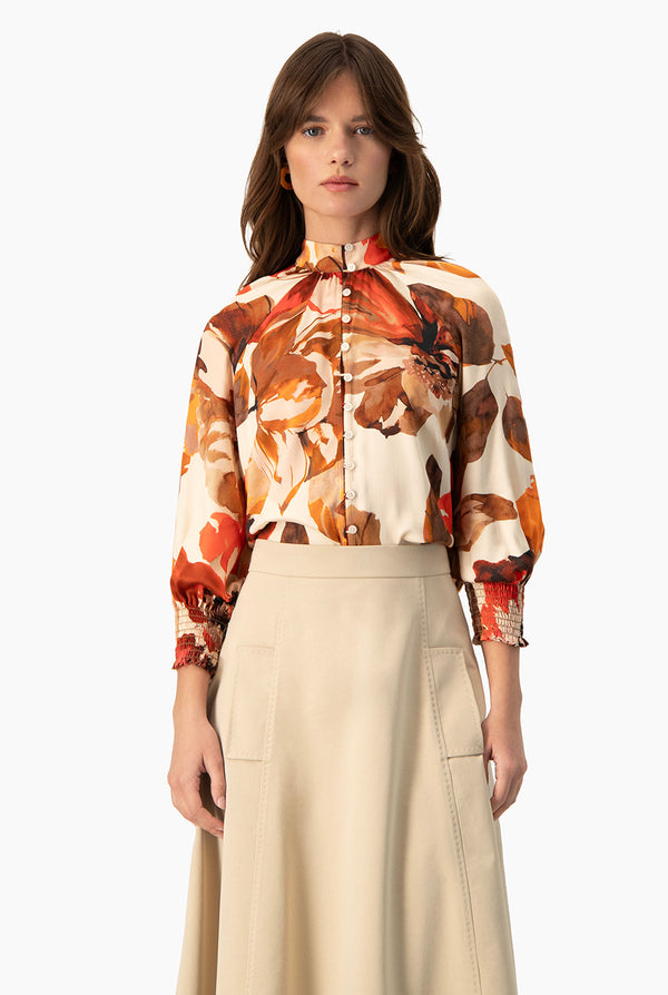 Blusa Ivonne manga 3/4 con smock