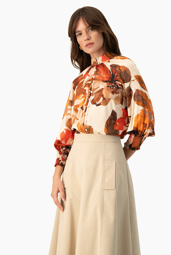 Blusa Ivonne manga 3/4 con smock