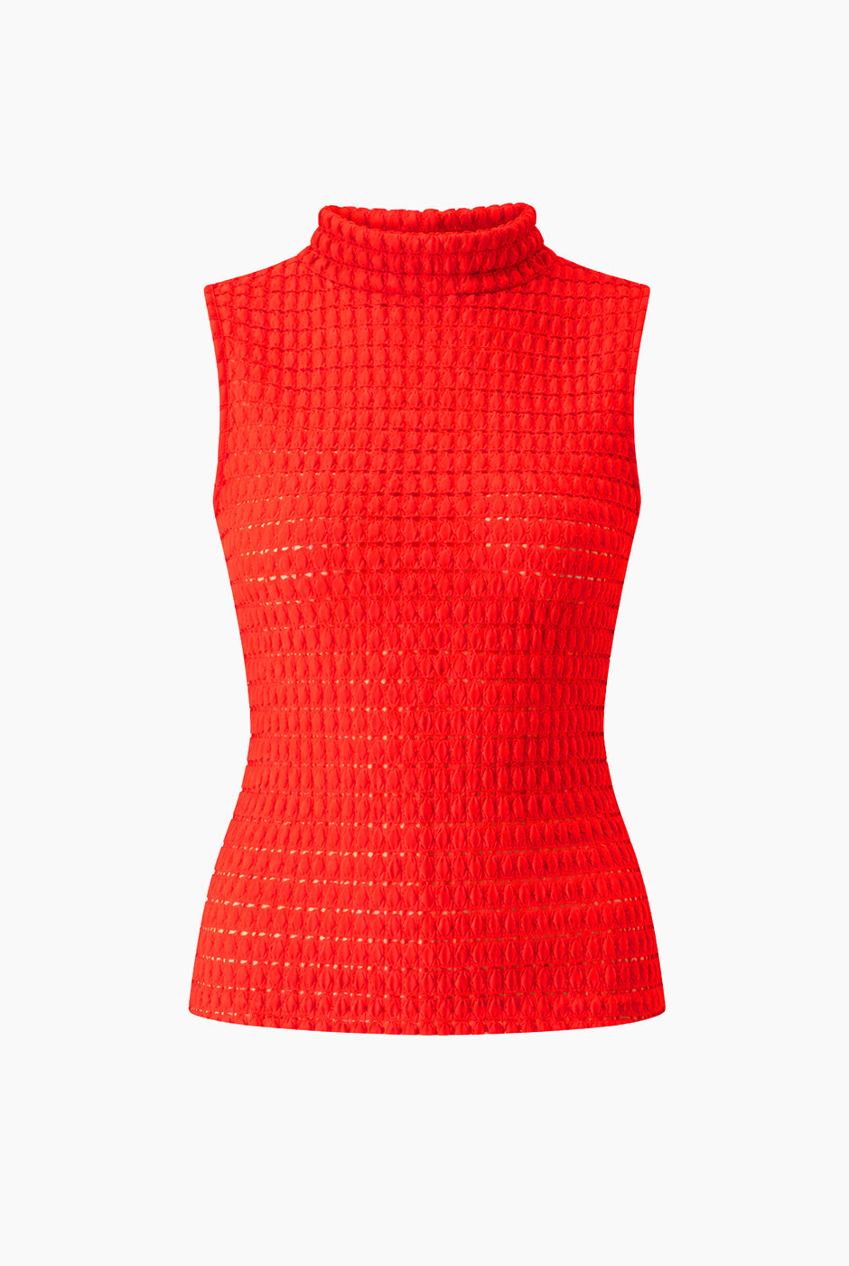 Blusa Ivonne tejida roja sin mangas y cuello alto