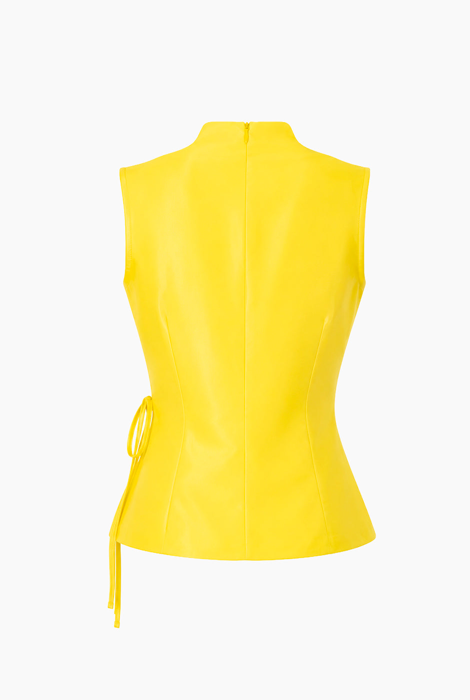 Blusa amarilla Ivonne sin mangas con amarre lateral.