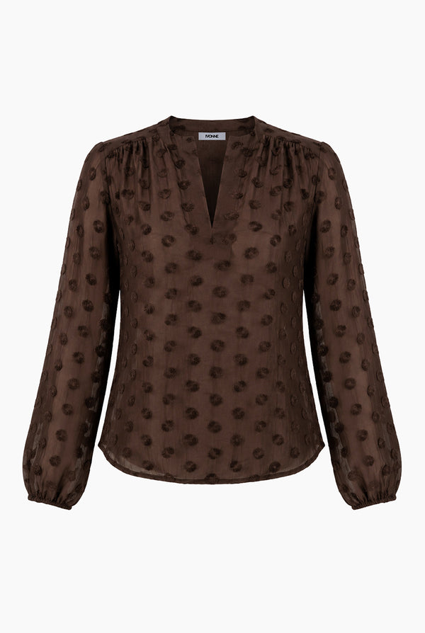 Blusa Ivonne recta cafe manga larga