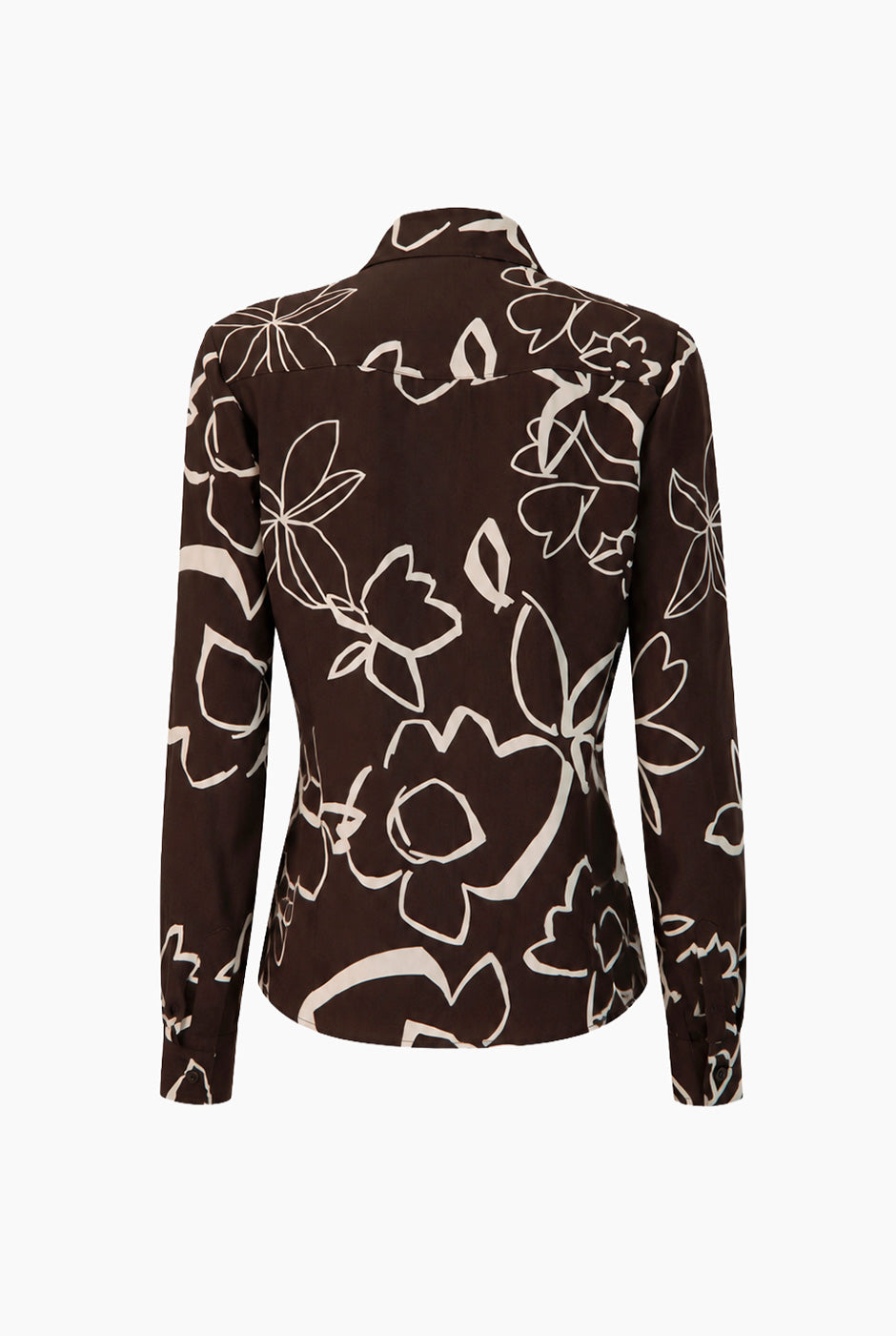 Blusa Ivonne estampada cuello mao manga larga color café