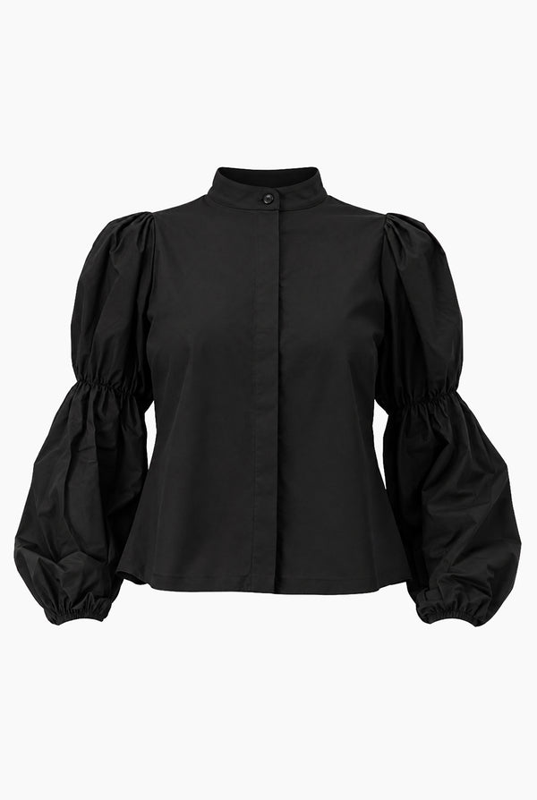 Blusa Ivonne negra manga abullonada