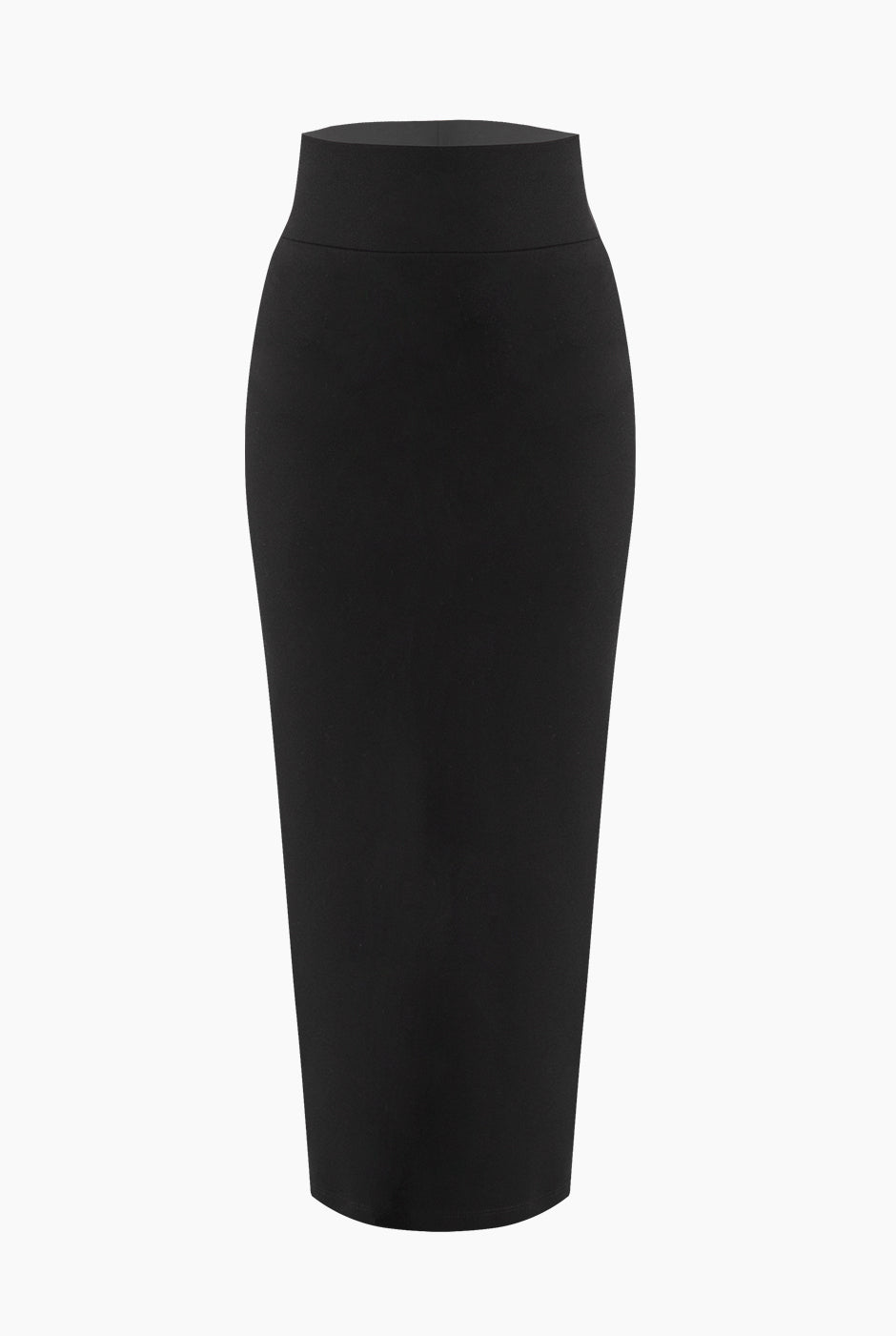 Falda midi negra ajustada con abertura trasera