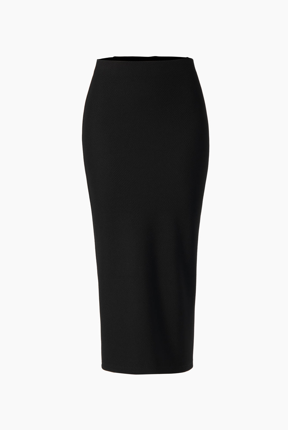 Falda midi negra elegante con abertura trasera
