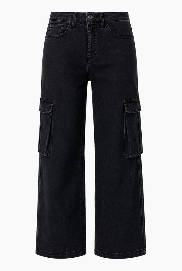Jeans negro de pierna amplia cargo