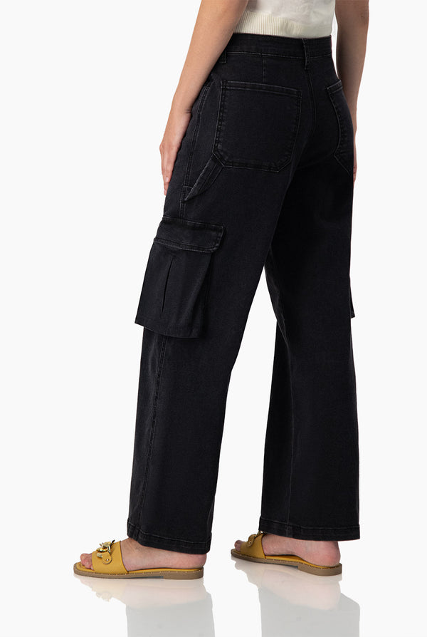 Jeans negro de pierna amplia cargo