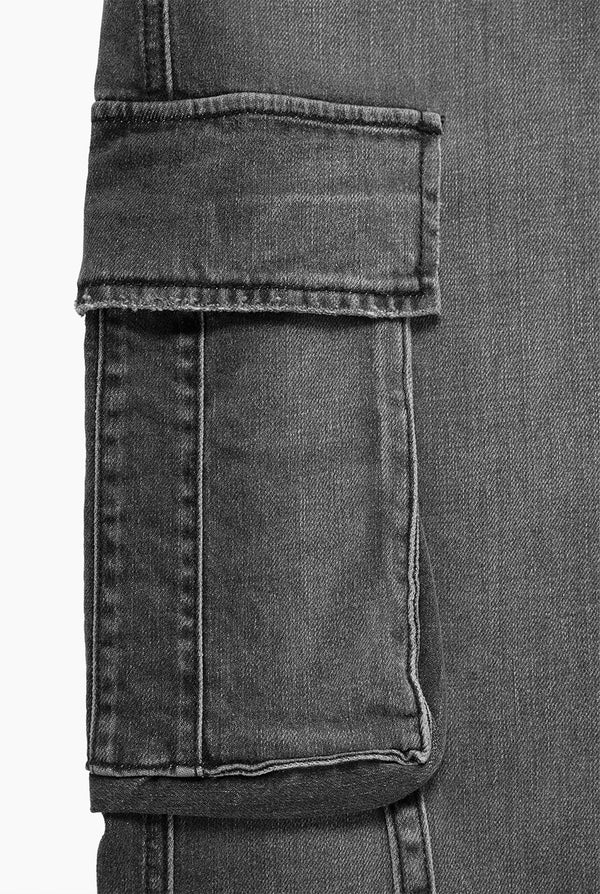 Jeans cargo negro de pierna amplia