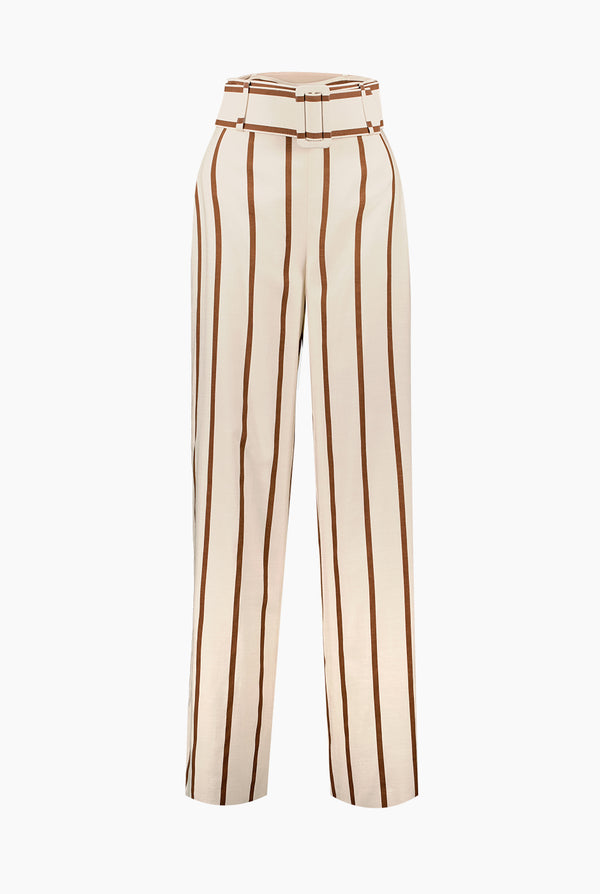 Pantalon rayado de pierna amplia