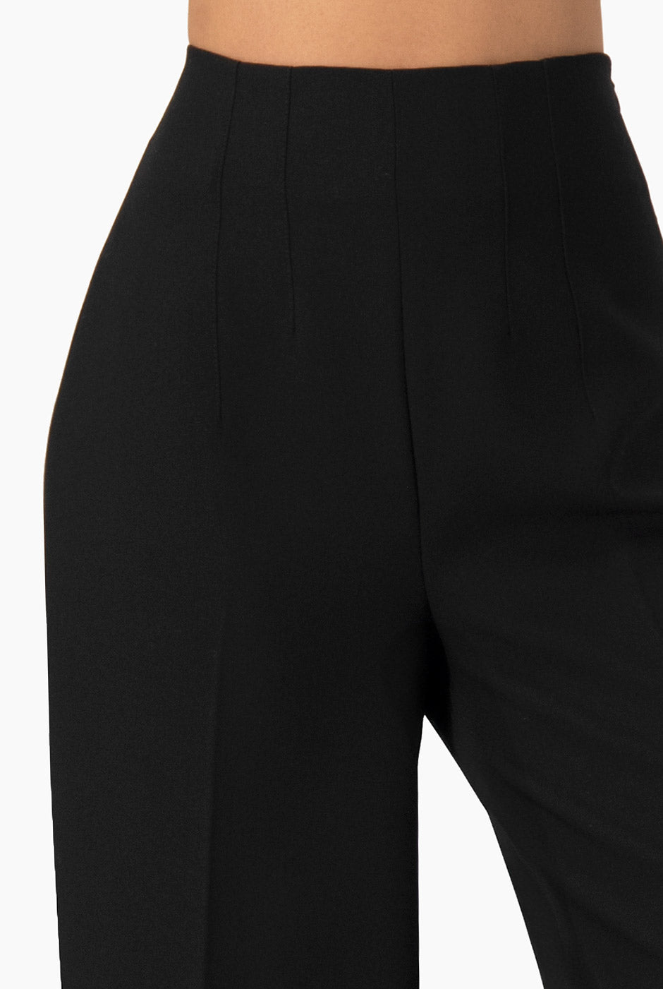 Pantalón liso negro de pierna ancha con pinzas