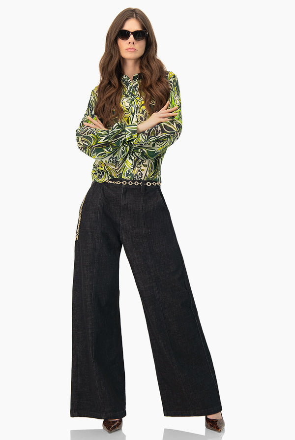 Jeans amplio de tiro alto