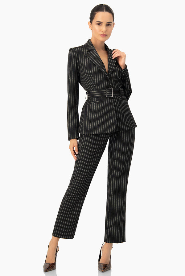 Pantalon recto y estampado de rayas