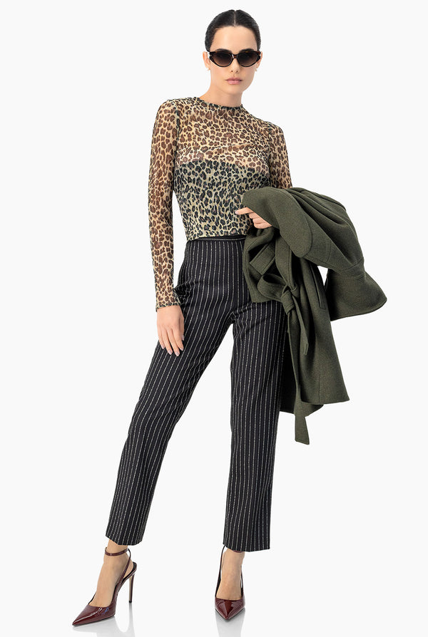 Pantalon recto y estampado de rayas