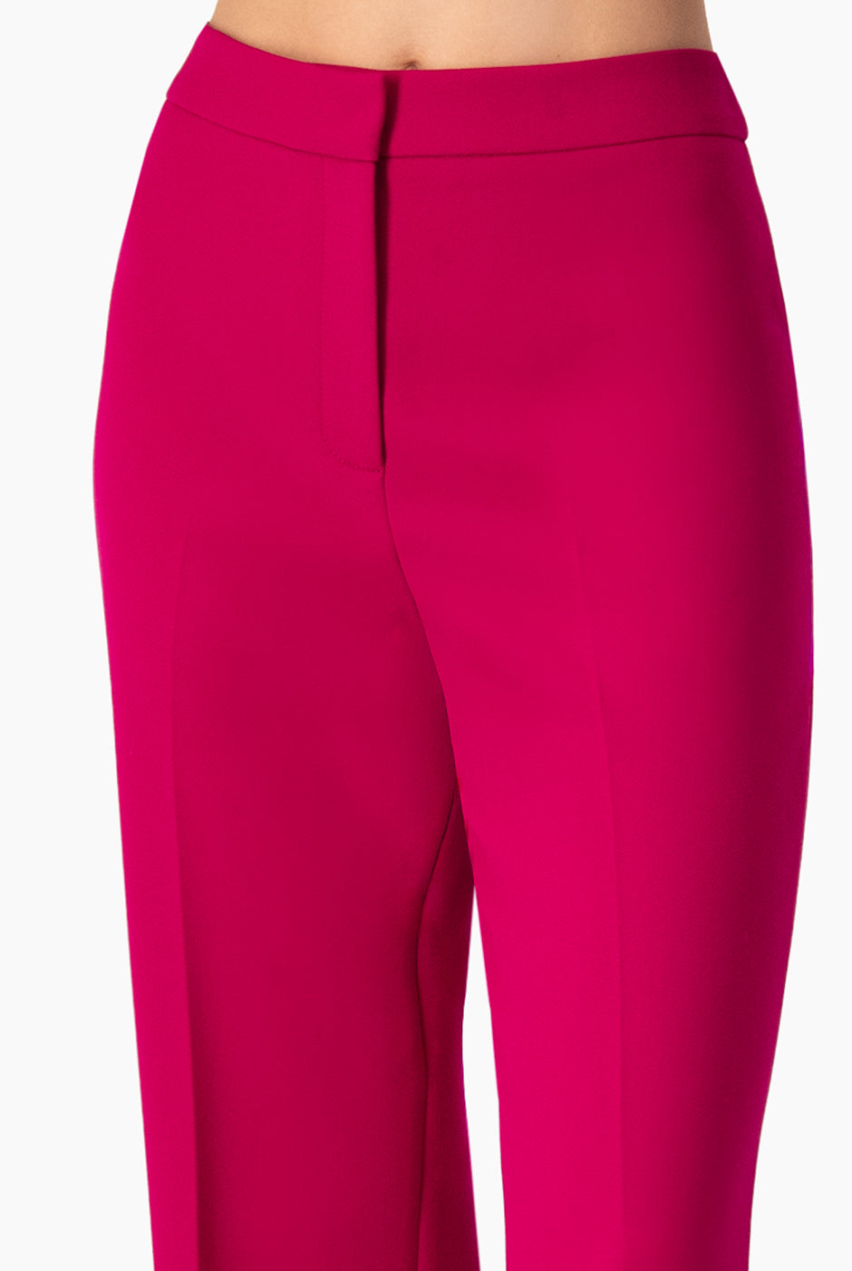 Pantalón recto fucsia con cierre y bolsillos simulados