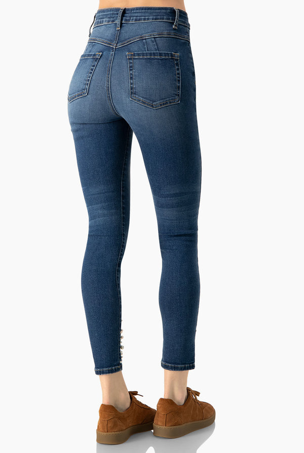 Jeans skinny con perlas