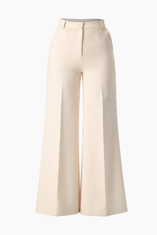 Pantalon liso pierna amplia marfil