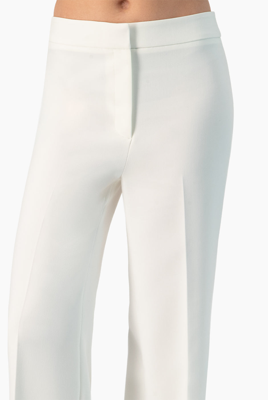 Pantalón recto blanco de pierna ancha sin bolsillos