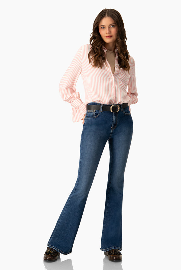 Jeans campana de un boton