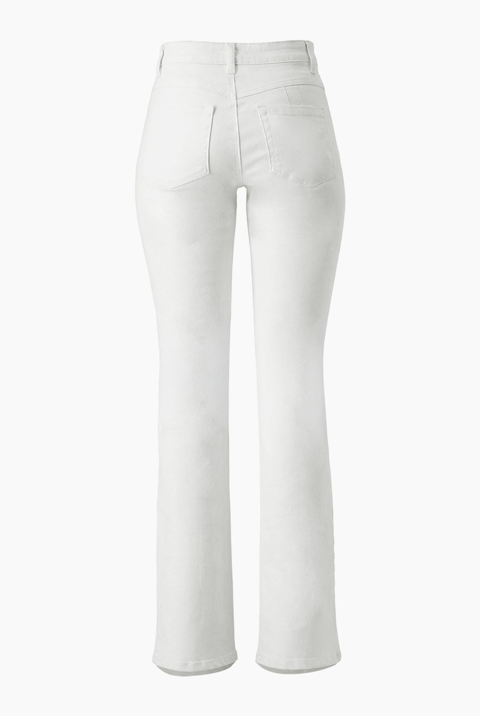 Jeans slim blancos con bolsillos de parche y botón frontal