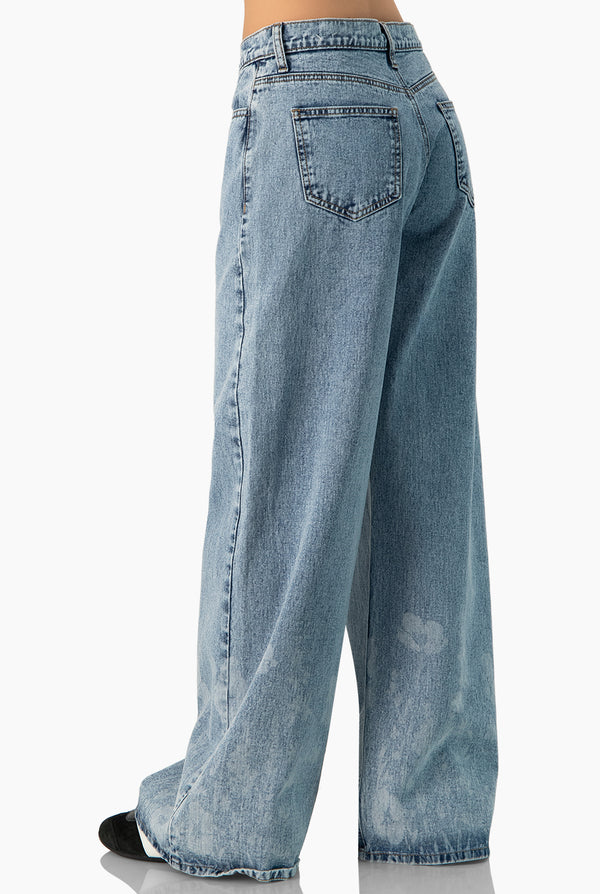 Jeans denim de pierna amplia