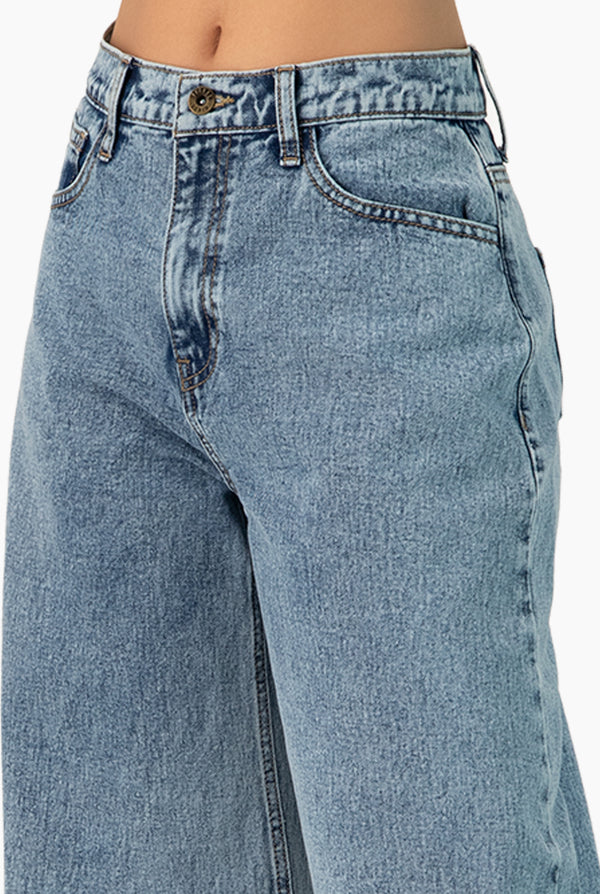 Jeans denim de pierna amplia