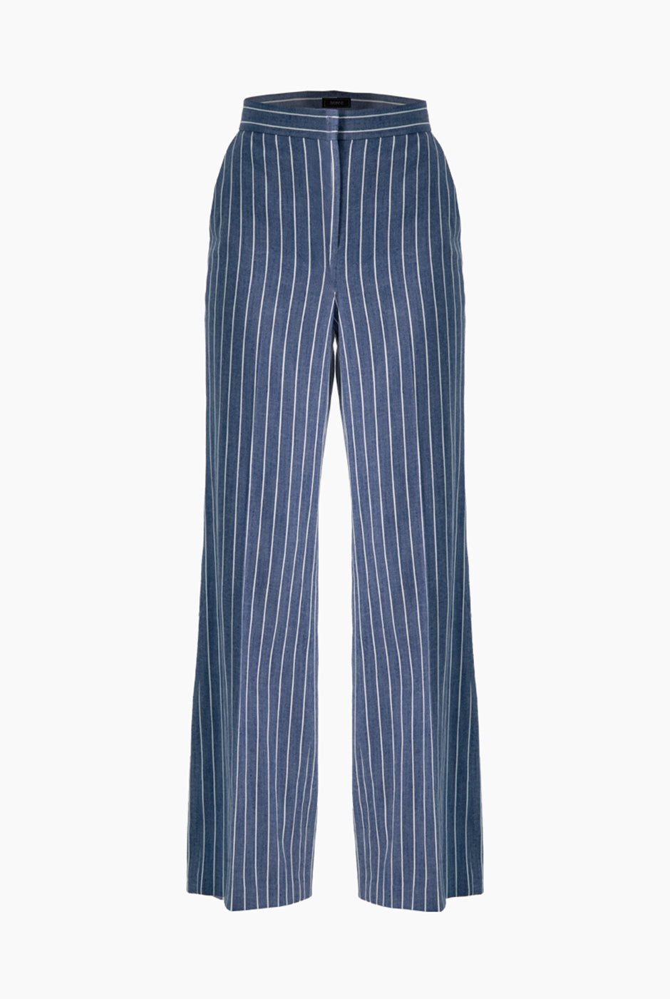 Pantalón de rayas azul con pierna amplia