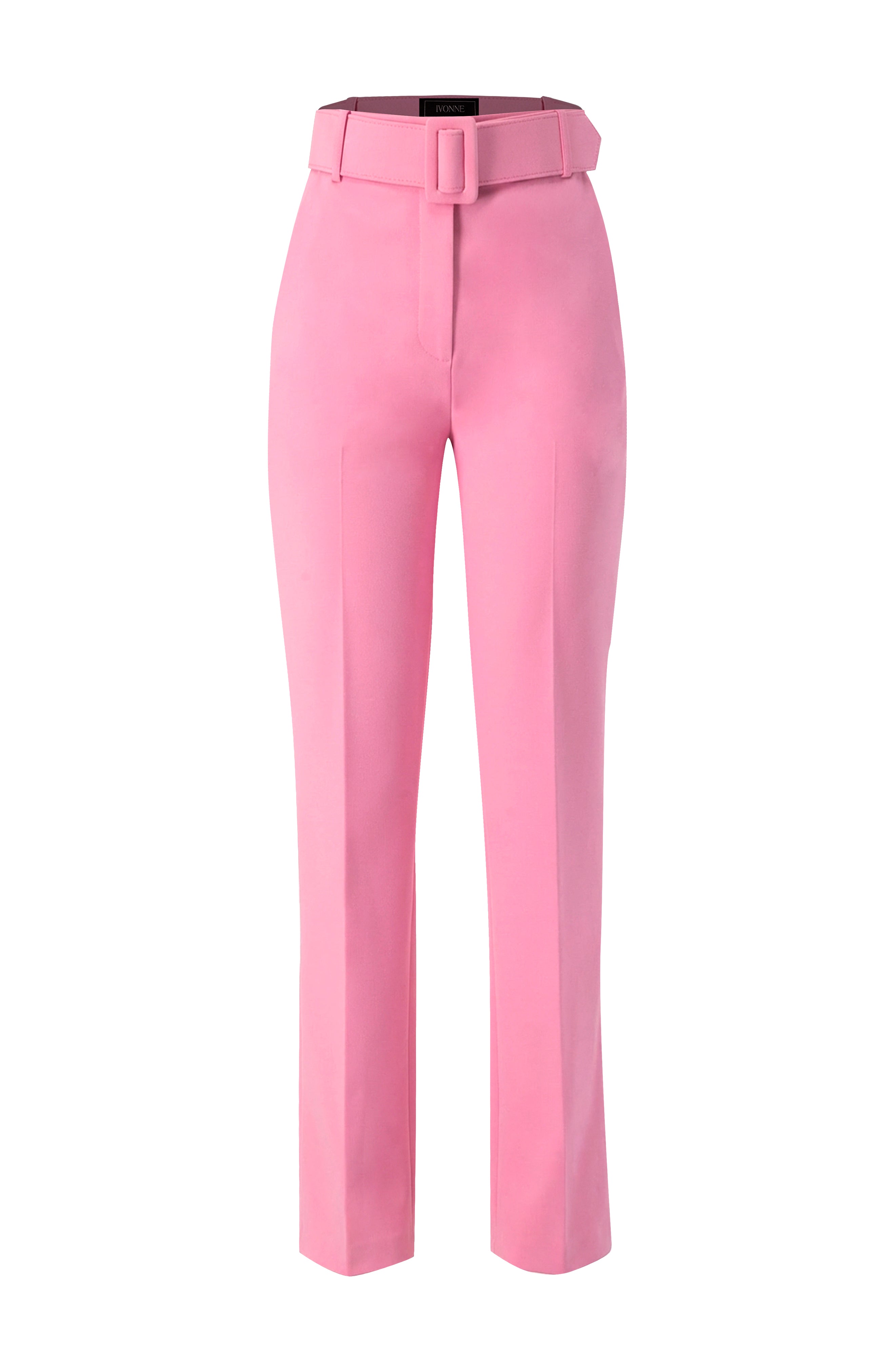 Pantalón sastreado rosa con cinturón y bolsillos