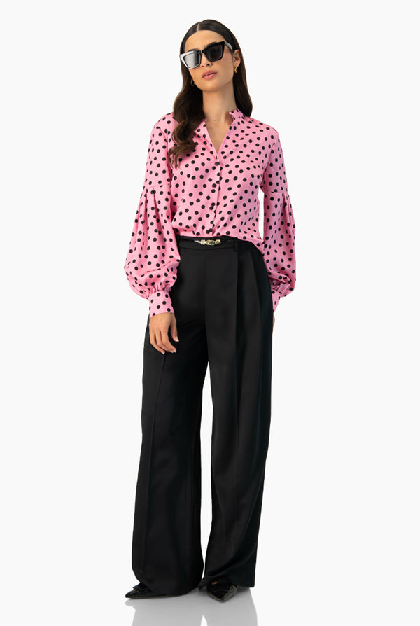 Pantalon negro liso pierna amplia