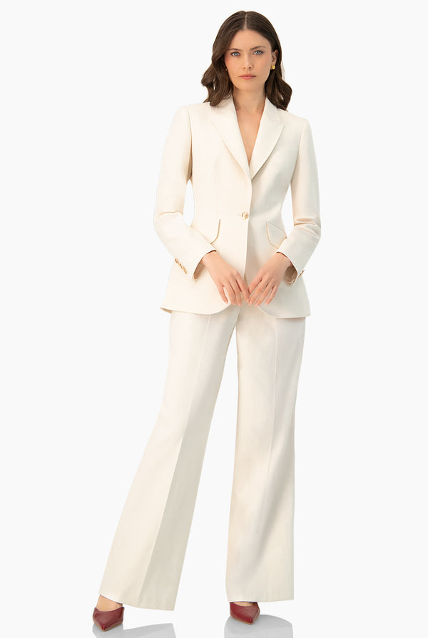 Pantalon recto en tono marfil