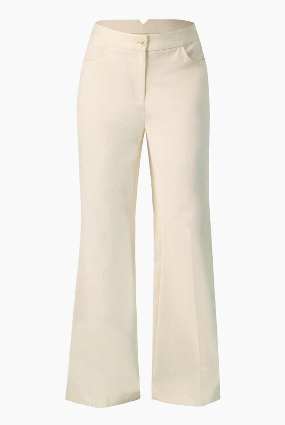 Pantalón marfil de pierna ancha con bolsillos laterales