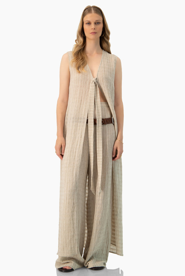 Pantalon pierna amplia color marfil