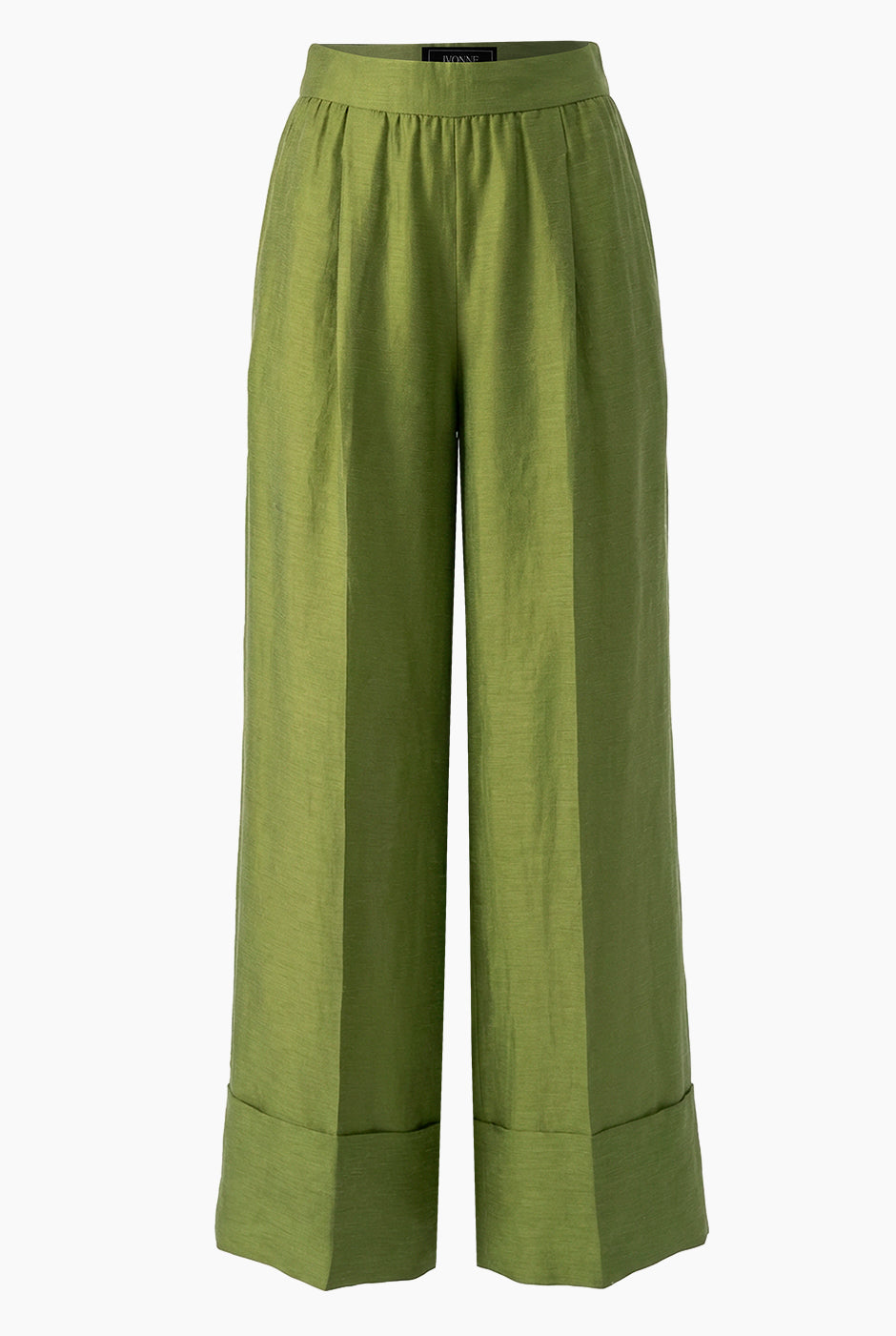Pantalón verde maxi de pierna ancha con dobladillo amplio