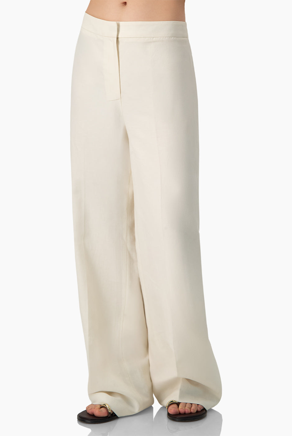 Pantalón recto marfil sin bolsillos, estilo formal