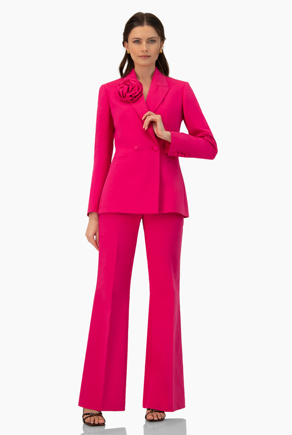 Pantalón fucsia semi campana con bolsillos laterales