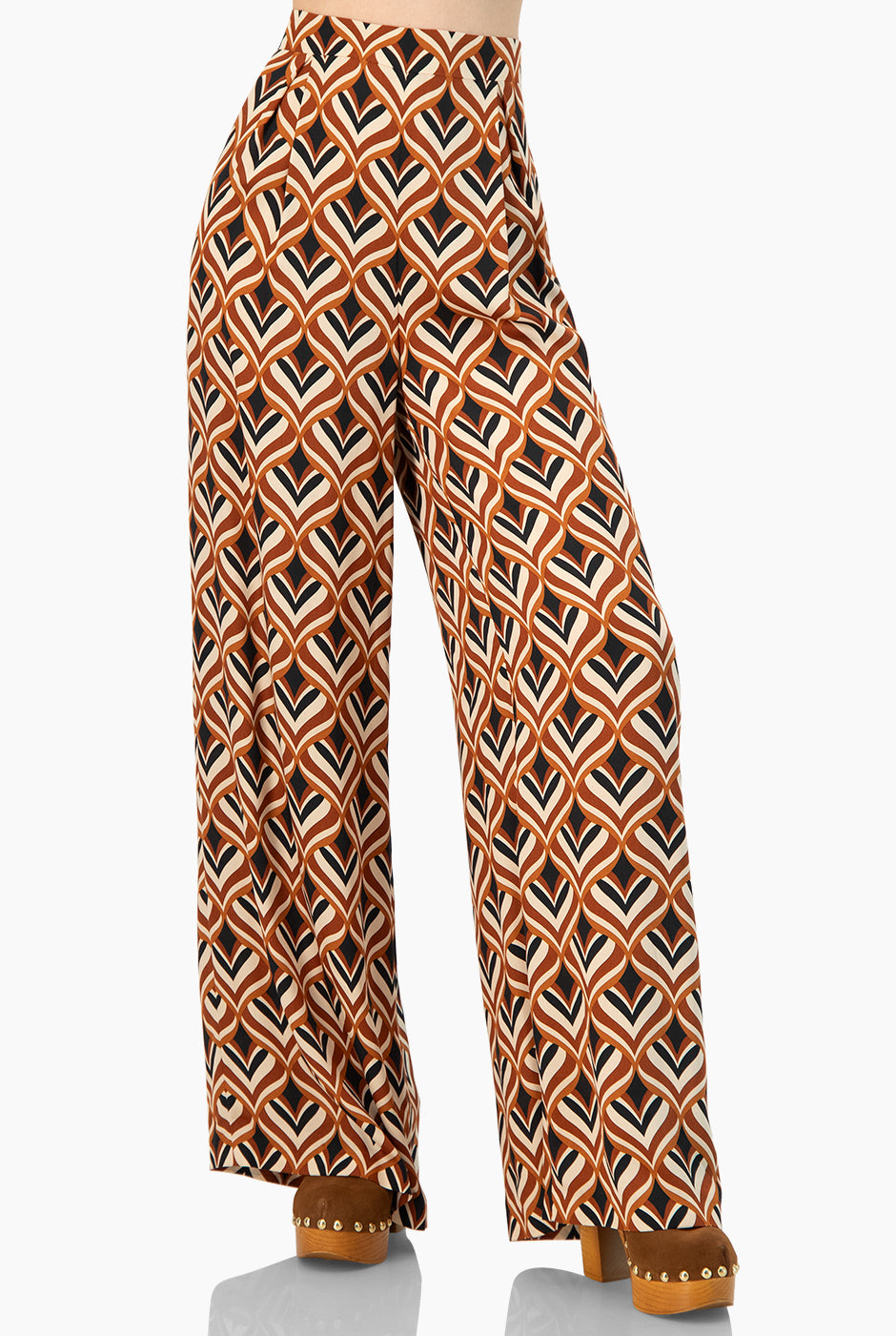 Pantalón estampado multicolor con cierre lateral y pinzas traseras