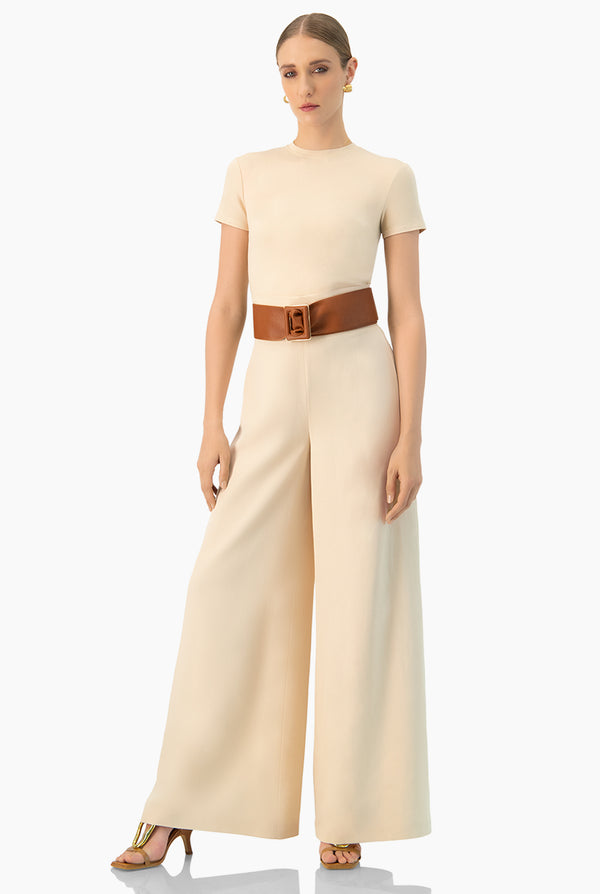 Pantalon amplio de pretina ancha