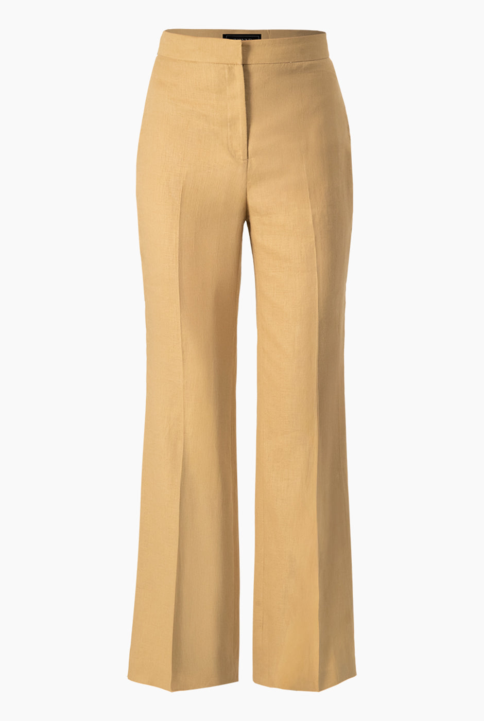 Pantalón beige recto de lino sin bolsillos