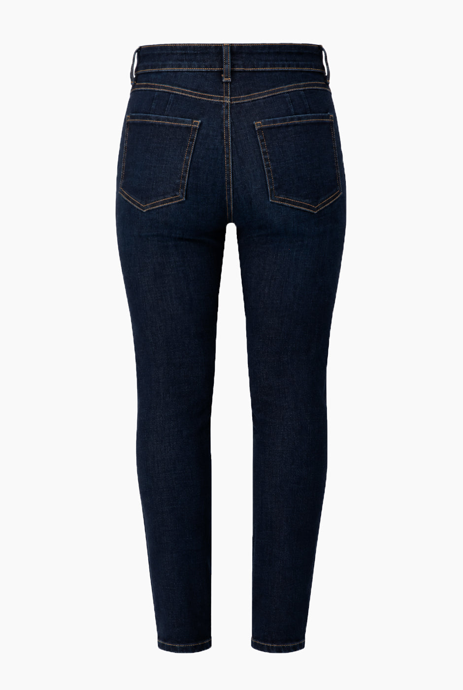 Jeans skinny azul marino con bolsillos y botón frontal
