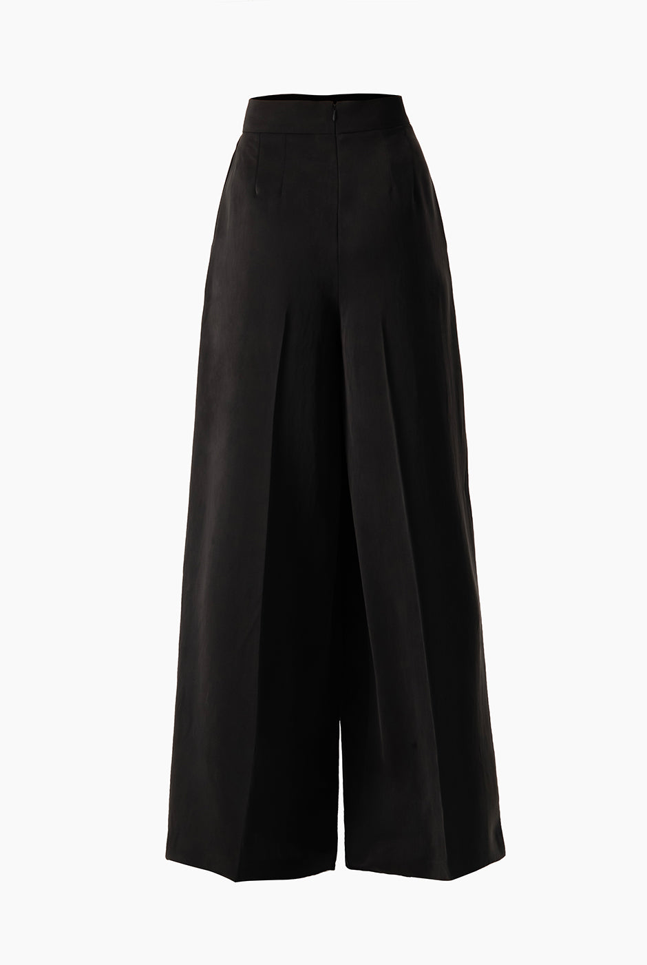 Pantalón palazzo negro con pinzas y bolsillos laterales