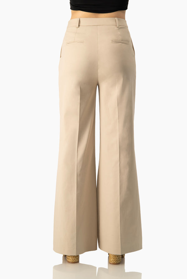 Pantalon beige de pierna ancha