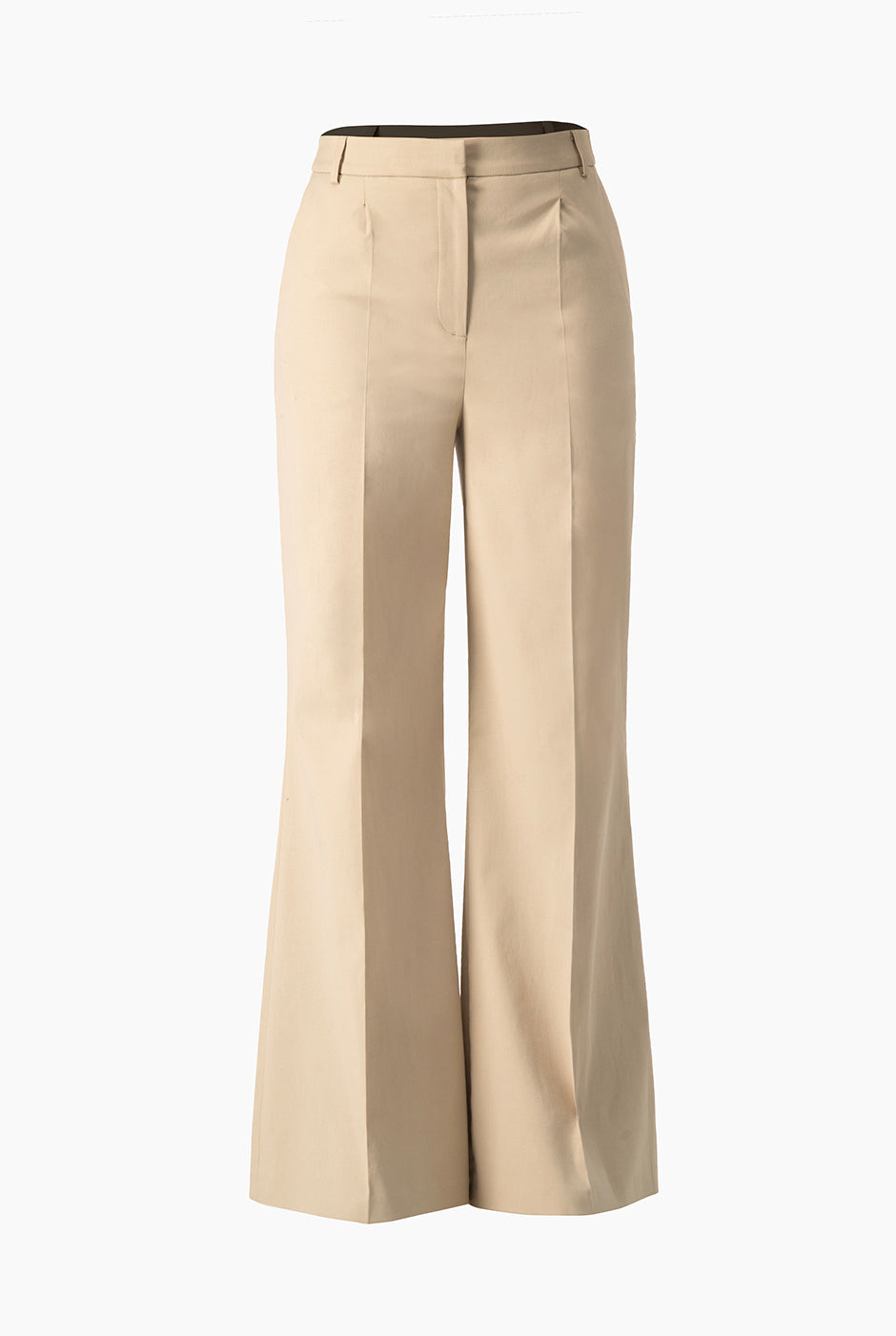 Pantalón beige de pierna ancha con bolsillos